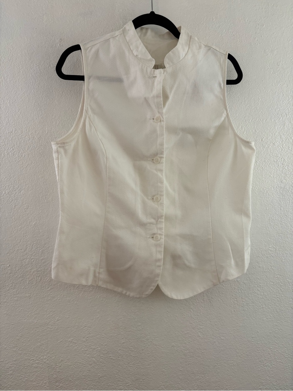 Cliford & wills off white sleeveless button front vest size mandarin collar 16